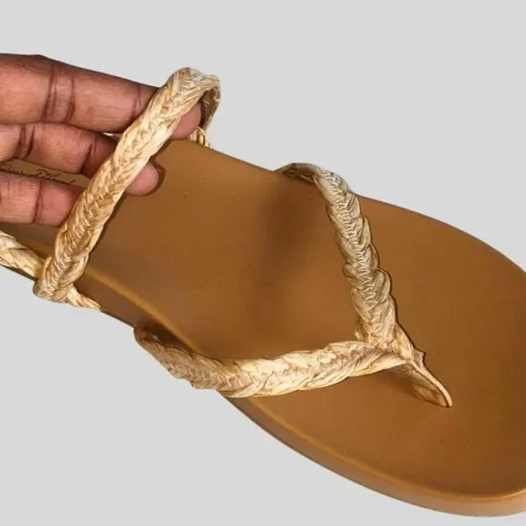 Universal Thread Raffia Rope Sandals Women’s 9.5 Tan Lace-Up Boho Summer Shoes - Picture 8 of 10